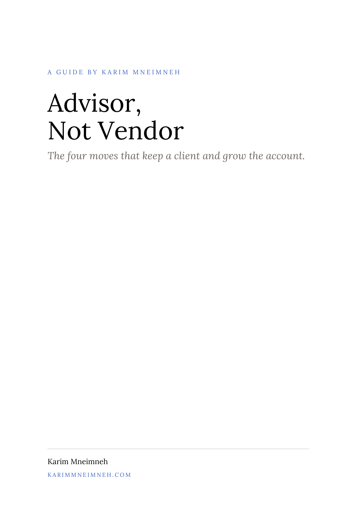 Cover of the Advisor, Not Vendor guide